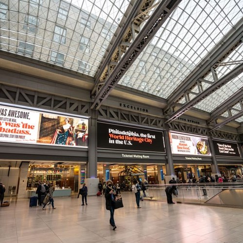 Visit Philadelphia takes over New York City’s Moynihan Train Hall with “Come for Philadelphia. Stay for Philly.” ads
